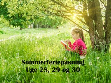 Pige sidder og læser i græsset.